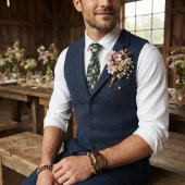エメラルドグリーンフローラルピンクの花 ネクタイ