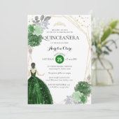 エメラルドグリーンフローラ幾何学写真キンセアニラ 招待状 (スタンド正面)