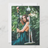 エメラルドグリーンフローラ幾何学写真キンセアニラ 招待状 (裏面)