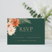 エメラルドグリーンフローラ素朴秋の結婚式 出欠カード (スタンド正面)