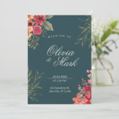 エメラルドグリーンフローラ結婚式招待状 招待状 (スタンド正面)