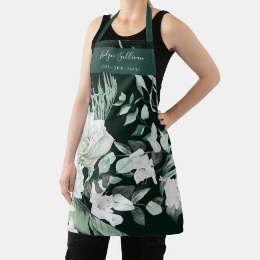 エメラルドグリーンフローラ美しいプロフェッショナル エプロン (インサイチュ)
