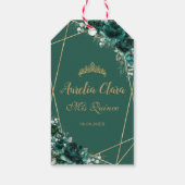 エメラルドグリーンフローラ蝶カンス誕生日 ギフトタグ (裏面)