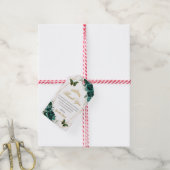 エメラルドグリーンフローラ蝶カンス誕生日 ギフトタグ (より糸付き)