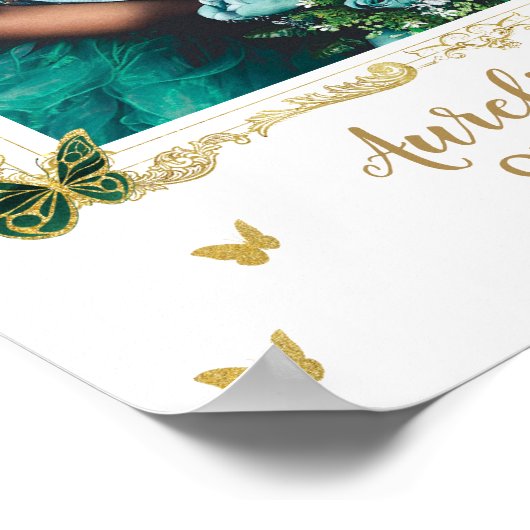 エメラルドグリーンフローラ蝶キンセアニェラ写真 ポスター (角)