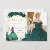 エメラルドグリーンフローラ蝶キンセニェラ写真 サンキューカード (正面)