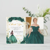 エメラルドグリーンフローラ蝶キンセニェラ写真 サンキューカード (スタンド正面)