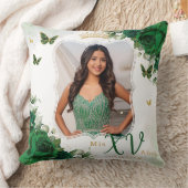 エメラルドグリーンフローラ蝶フォトキンチェニェラ クッション (ブランケット)