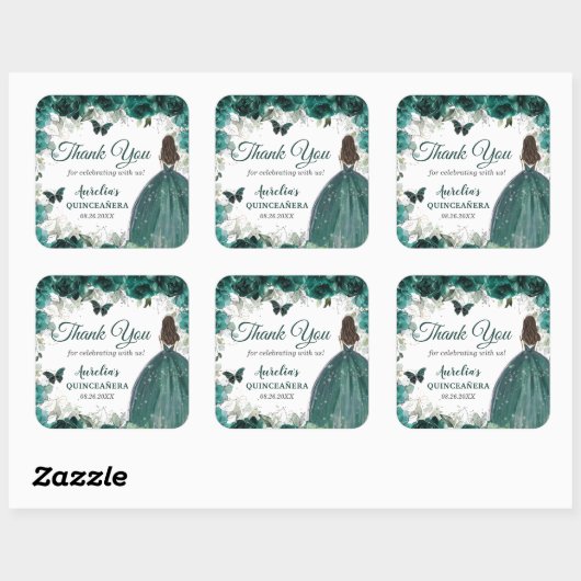 エメラルドグリーンフローラ蝶プリンセスの恩恵 スクエアシール (シート)