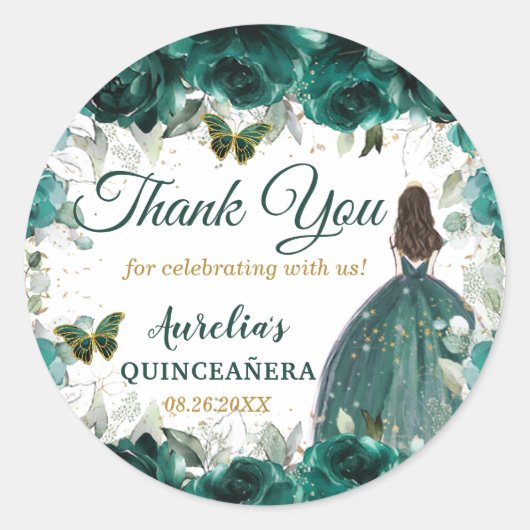 エメラルドグリーンフローラ蝶プリンセスの恩恵 ラウンドシール (正面)