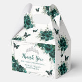 エメラルドグリーンフローラ蝶誕生日ゲーブル フェイバーボックス (裏面)