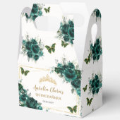 エメラルドグリーンフローラ蝶誕生日ゲーブル フェイバーボックス (見開き)