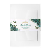 エメラルドグリーンフローラ蝶金ゴールドキンセアニェラ 招待状ベリーバンド (正面例)