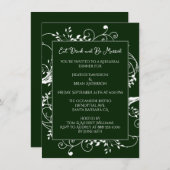 エメラルドグリーンフローリハーサルディナー招待状 招待状 (正面/裏面)