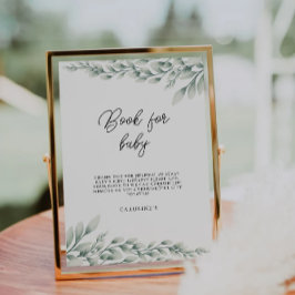 エメラルドグリーンブックベビーサイン、ベビーシャワー 招待状