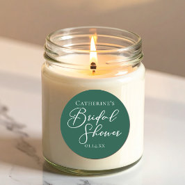 エメラルドグリーンブライダルシャワーカスタムホワイトスクリプト ラウンドシール