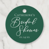 エメラルドグリーンブライダルシャワーパーソナライズされたパーティー フェイバータグ (正面)