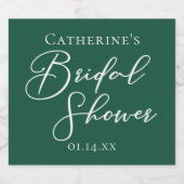 エメラルドグリーンブライダルシャワー パーソナライズされた スパークリングワインラベル (シングルラベル)