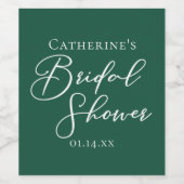 エメラルドグリーンブライダルシャワー パーソナライズされた ワインラベル (シングルラベル)