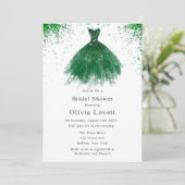 エメラルドグリーンブライデスメイドドレスブライダルシャワー 招待状 (スタンド正面)