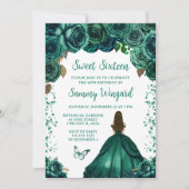エメラルドグリーンブラウンヘアプリンセスSweet sixteen 招待状 (正面)