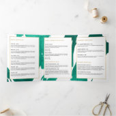 エメラルドグリーンブラシストロークのパンフレット 三つ折りカード (内部)