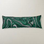 エメラルドグリーンブラックシルバーグリッター大理石#1  ボディピロー (裏面)
