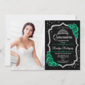 エメラルドグリーンブラックシルバーフォトキンセアニェラ 招待状 (正面)