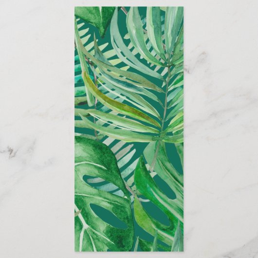 エメラルドグリーンブラックメニュー緑のトロピカルカード メニュー (裏面)