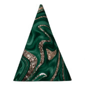 エメラルドグリーンブラック金ゴールドグリッター大理石#1 パーティーハット (右)