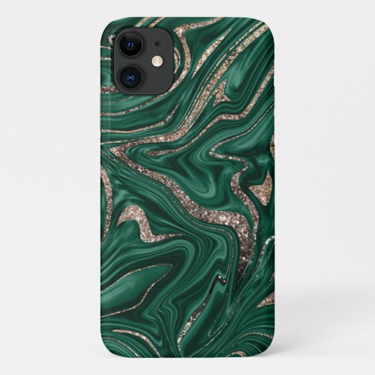 エメラルドグリーンブラック金ゴールドグリッター大理石#1 Case-Mate iPhoneケース (裏面)