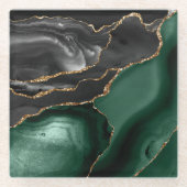 エメラルドグリーンブラック金ゴールドゲート ガラスコースター (正面)