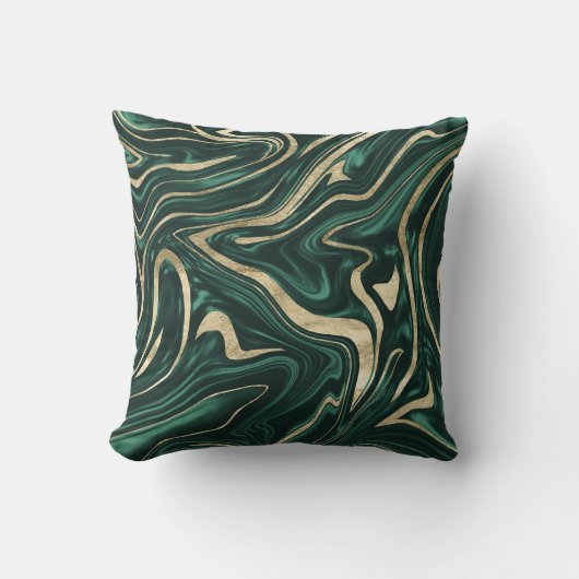 エメラルドグリーンブラック金ゴールド大理石#1 #decor #art クッション (正面)
