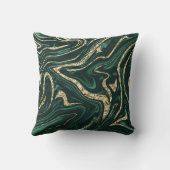 エメラルドグリーンブラック金ゴールド大理石#2 (ホイルフェイク) クッション (裏面)