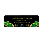 エメラルドグリーンブラック金ゴールド差出人住所ラベル ラベル (正面)