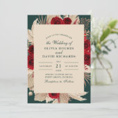 エメラルドグリーンブルゴーニュバラ結婚式招待状 招待状 (スタンド正面)