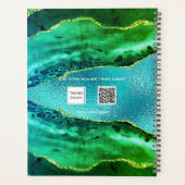 エメラルドグリーンブルーのアゲート大理石名スクリプト プランナー手帳 (裏面)