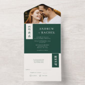 エメラルドグリーンブロック秋の結婚式写真 オールインワン招待状 (内側)