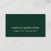 エメラルドグリーンプリンセスドレパーソナライズされたス プレイスカード (裏面)