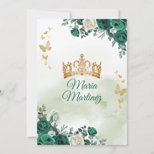 エメラルドグリーンプリンセスフローラメキシカンミンス 招待状 (裏面)