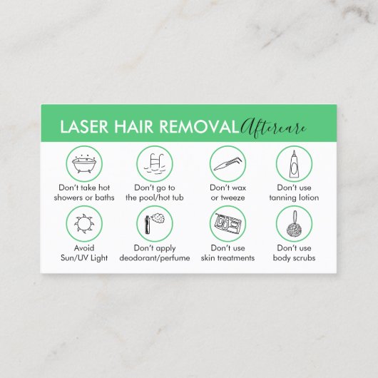 エメラルドグリーンヘア除去後手入れ指導 名刺 (裏面)