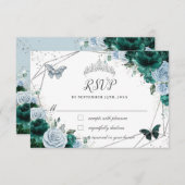 エメラルドグリーンベビーブルーフローラシルバーキンセアニラ 出欠カード (正面/裏面)