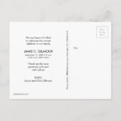 エメラルドグリーンベビー写真ありがとうはがき ポストカード (裏面)