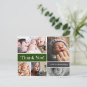 エメラルドグリーンベビー写真ありがとうはがき ポストカード (スタンド正面)