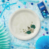 エメラルドグリーンベージュ結婚フラワーズ ペーパープレート (パーティー)