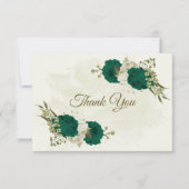 エメラルドグリーンベージュ花結婚植物園 サンキューカード (正面)