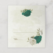 エメラルドグリーンベージュ花結婚植物園 プレイスカード (外部開封)