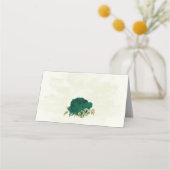 エメラルドグリーンベージュ花結婚植物園 プレイスカード (裏面)