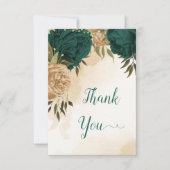 エメラルドグリーンベージュ金ゴールド結婚植物学 サンキューカード (正面)