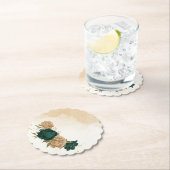 エメラルドグリーンベージュ金ゴールド結婚植物学 ペーパーコースター (インサイチュ)